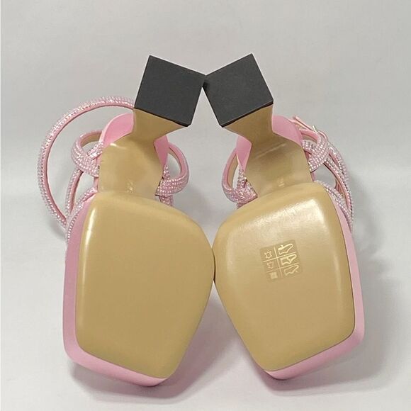 MACH & MACH Crystal-Embellished Satin Platform Sandals size 36 - Picture 11 of 12